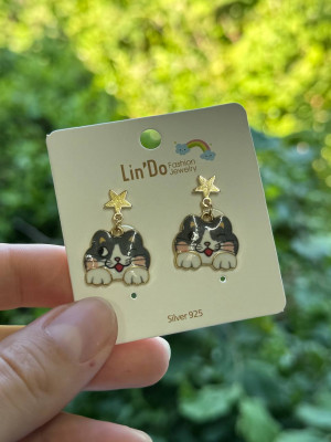 Серьги гвоздики (пусеты) Котик подмигивающий